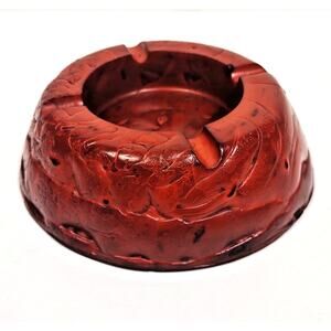 Vintage Syroco Wood Ashtray Faux Wood Resin 4 Slot Made in USA 5" MCM